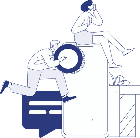 Woman doing digital shopping  Illustration