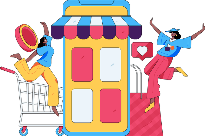 Woman doing digital shopping  Illustration