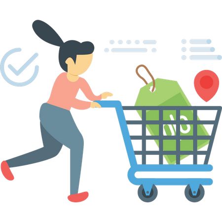 Woman doing discount shopping  Illustration