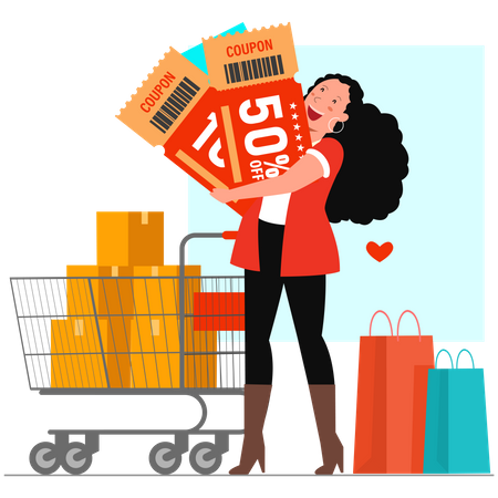 Woman doing discount shopping  Illustration