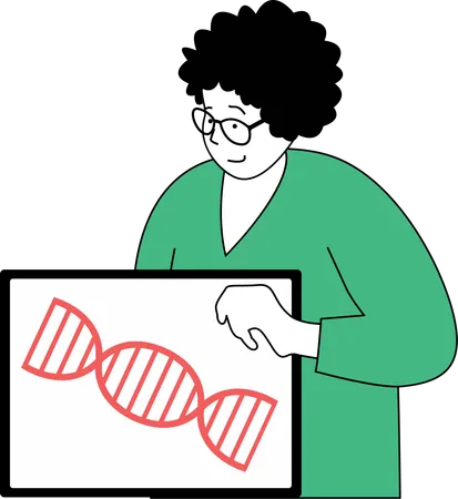 Woman doing dna research  Illustration