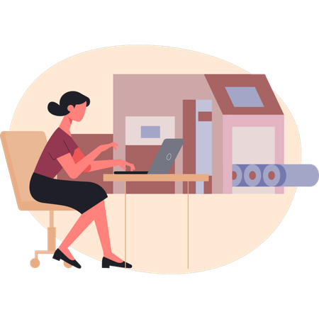 Woman doing document print  Illustration