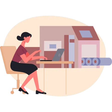 Woman doing document print  Illustration