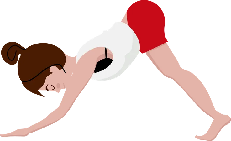 Woman Standing In A Dog Face Down Yoga Pose Isolated Illustration Illustration