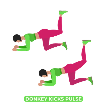 Woman Doing Donkey Kicks Pulse  Illustration