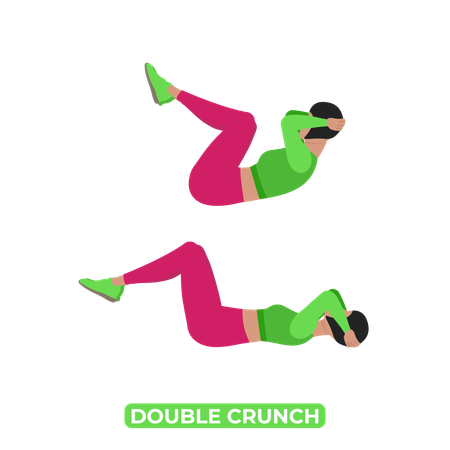 Woman Doing Double Crunch  Illustration