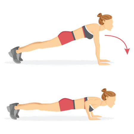 Woman doing Down dip exercise  Illustration