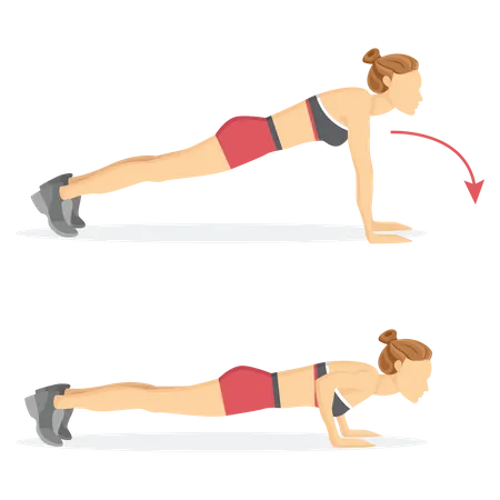 Woman doing Down dip exercise  Illustration