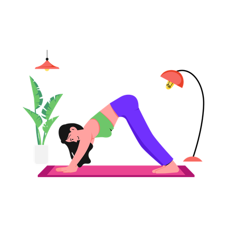 Woman Doing Downward Dog  Illustration