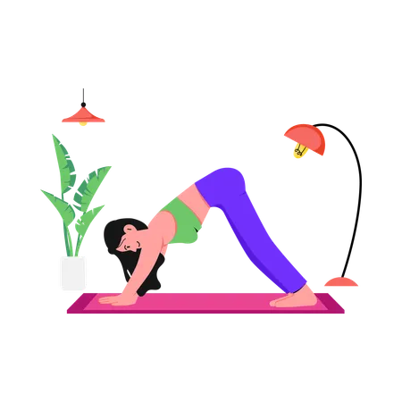 Woman Doing Downward Dog  Illustration