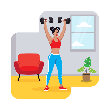 Woman doing Dumbbell Overhead  Illustration