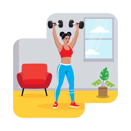 Woman doing Dumbbell Overhead  Illustration