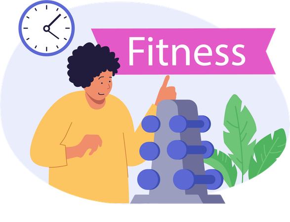 Woman doing dumbbell workout in gym  Illustration