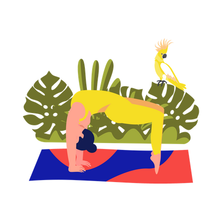 Woman doing dwi pada viparita dandasana yoga  Illustration