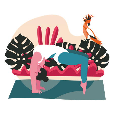 Woman doing dwi pada viparita dandasana yoga  Illustration