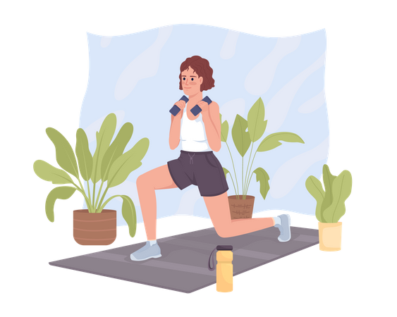 Woman doing dynamic lunges Illustration