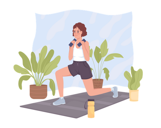 Woman doing dynamic lunges  Illustration