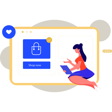 Woman doing e-commerce shopping  Illustration