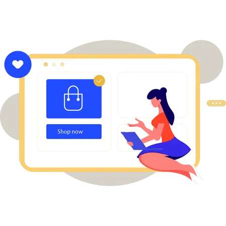 Woman doing e-commerce shopping  Illustration