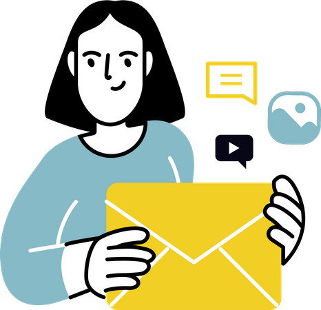 Woman doing E-mail marketing  Illustration