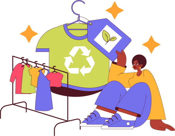 Woman doing Eco cloth  Illustration