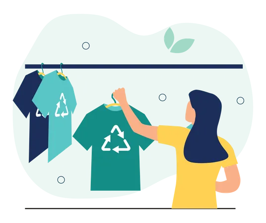 Woman doing eco friendly shopping  Illustration