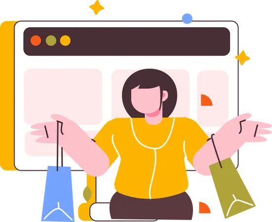 Woman doing ecommerce shopping  Illustration