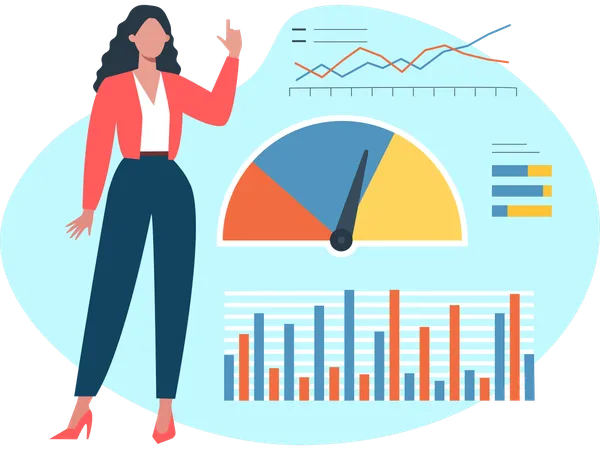 Woman doing economic analysis  Illustration