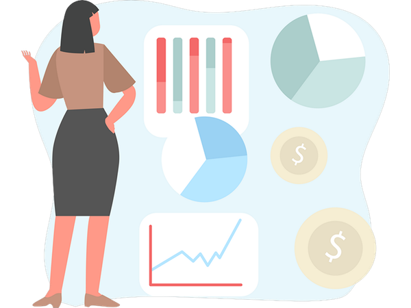 Woman doing economic analysis  Illustration