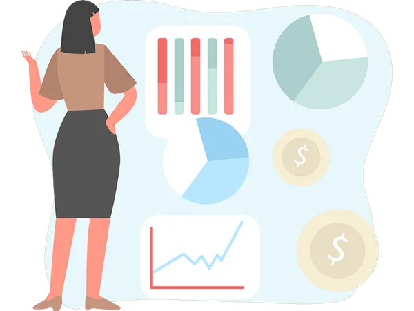 Woman doing economic analysis  Illustration