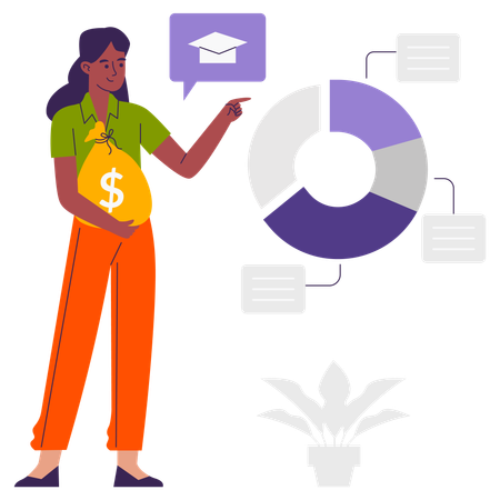 Woman Doing Education Investment  Illustration