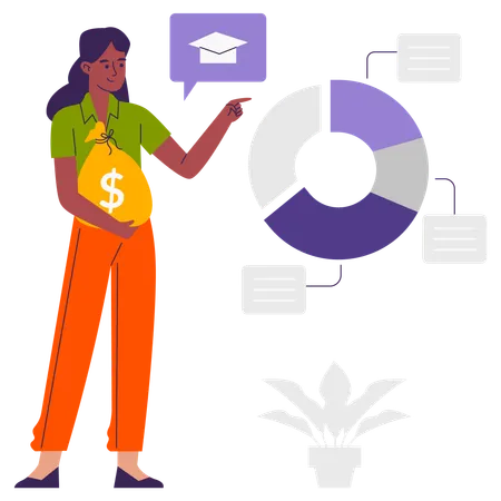 Woman Doing Education Investment  Illustration