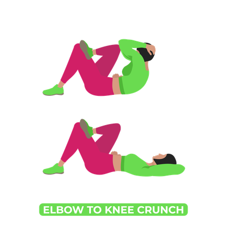 Woman Doing Elbow To Knee Crunch  일러스트레이션