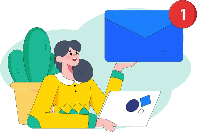 Woman doing email marekting  Illustration