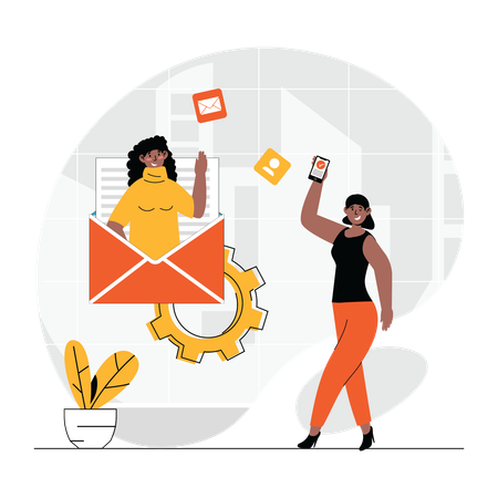 Woman doing email marketing  Illustration