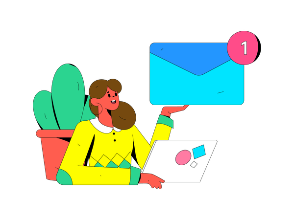 Woman doing email marketing  Illustration