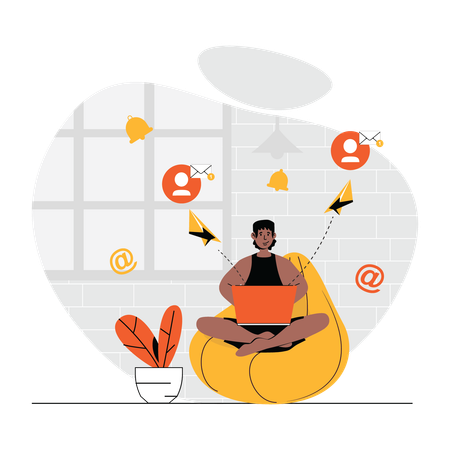 Woman doing email marketing  Illustration