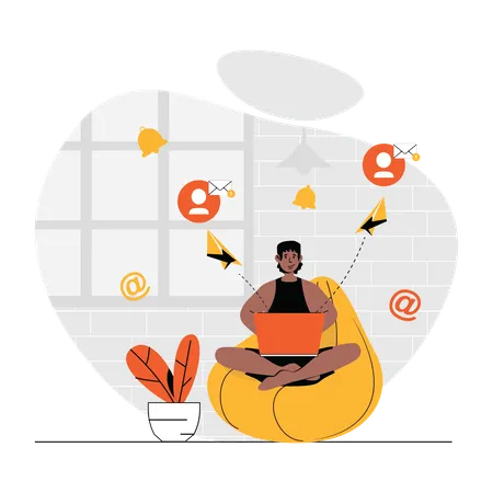 Woman doing email marketing  Illustration