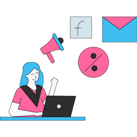 Woman doing email marketing  Illustration