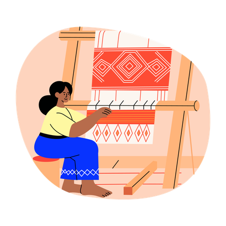 Woman Doing Embroidery work  Illustration