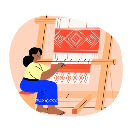 Woman Doing Embroidery work  Illustration