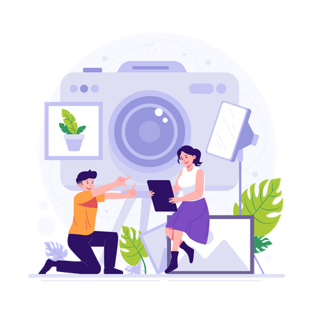 Woman doing endorsed photo session  Illustration