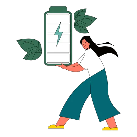 Woman doing energy saving for sustainable living  Illustration