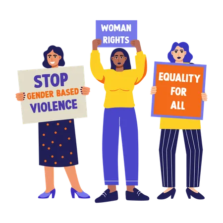 Woman doing equality protest  Illustration
