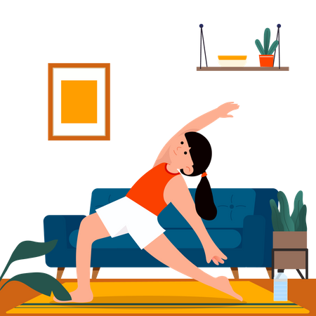 Woman doing exercise at home Illustration