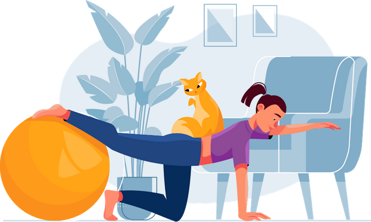Woman doing exercise at home  Illustration