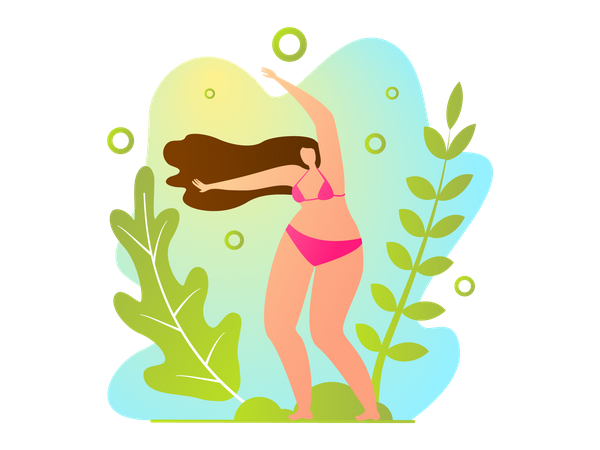 Woman doing Exercise in Fresh Air Illustration