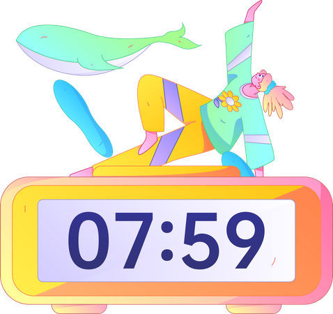 Woman doing exercise in morning  Illustration