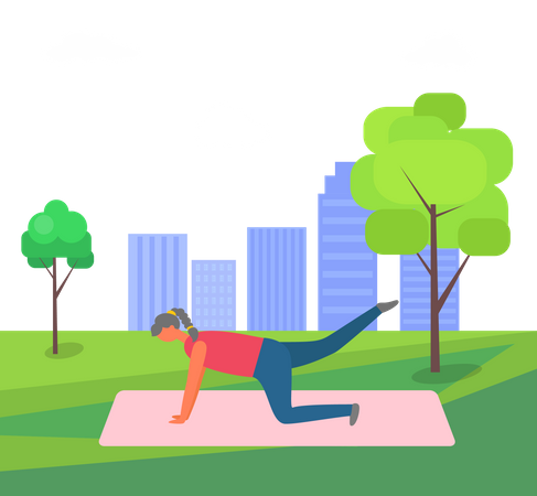 Woman doing exercise in park  Illustration