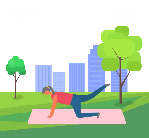 Woman doing exercise in park  Illustration